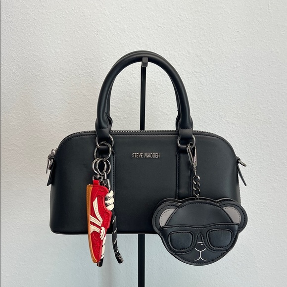 Steve Madden Handbags - Steve Madden | Black Satchel w/ Crossbody & Charms